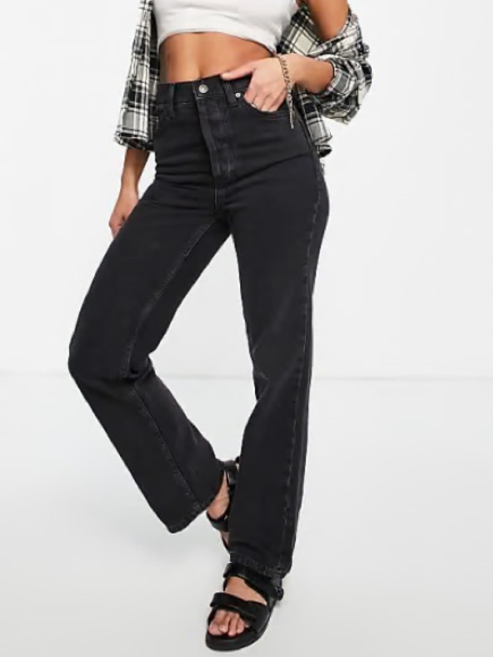 Topshop straight kort jeans in washed black NWT Tall 36” inseam